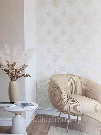 Шпалери метрові вінілові на флізелін Marburg Villa Romana класика вензелі завитки золотисті білі бежеві Київ