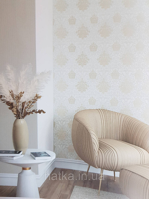 Шпалери метрові вінілові на флізелін Marburg Villa Romana класика вензелі завитки золотисті білі бежеві Київ - фото 1