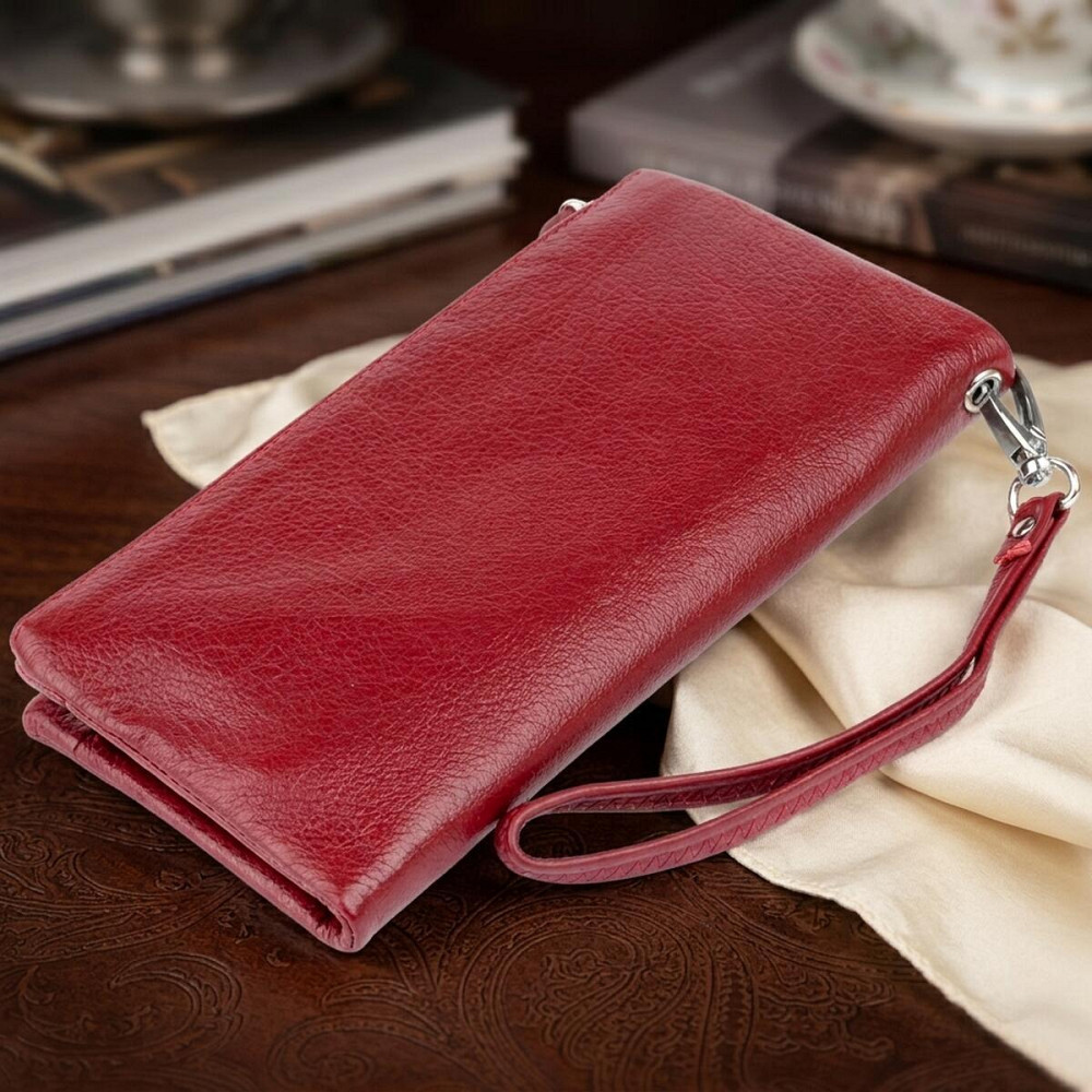 Кошелек-клатч из кожи с карманом для мобильного ST Leather 19311 Бордовый Киев - изображение 14