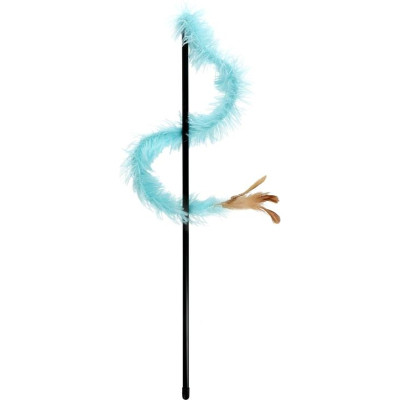 Іграшка для котів Hippie Pet Вудка з довгим пір'ям синя 48 см (HIPCW2303034M) Вінниця - фото 1