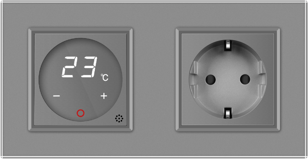 Комбінований терморегулятор (термостат) програмований для електричної теплої підлоги та розетка LIVOLO, сірий скляний, в одній рамці (VL-C7C1EU1TM2-15 Коломия - фото 4