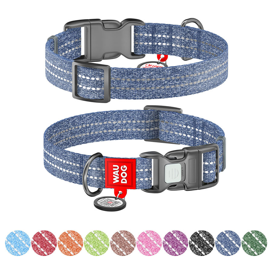 Нашийник WAUDOG Re-cotton з QR паспортом, відновлена бавовна, пластикова пряжка (ширина 15 мм, Коломыя - изображение 1