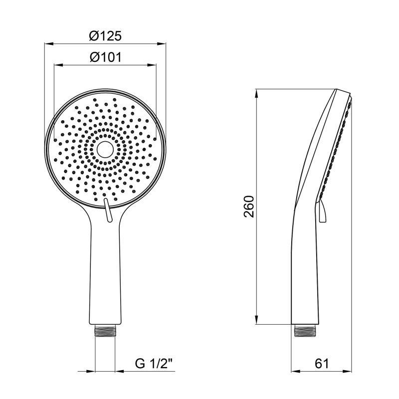 Лійка для ручного душу Lidz Niagara 32 120 мм округла LDNIA32GRP48536 Graphite Київ - фото 2