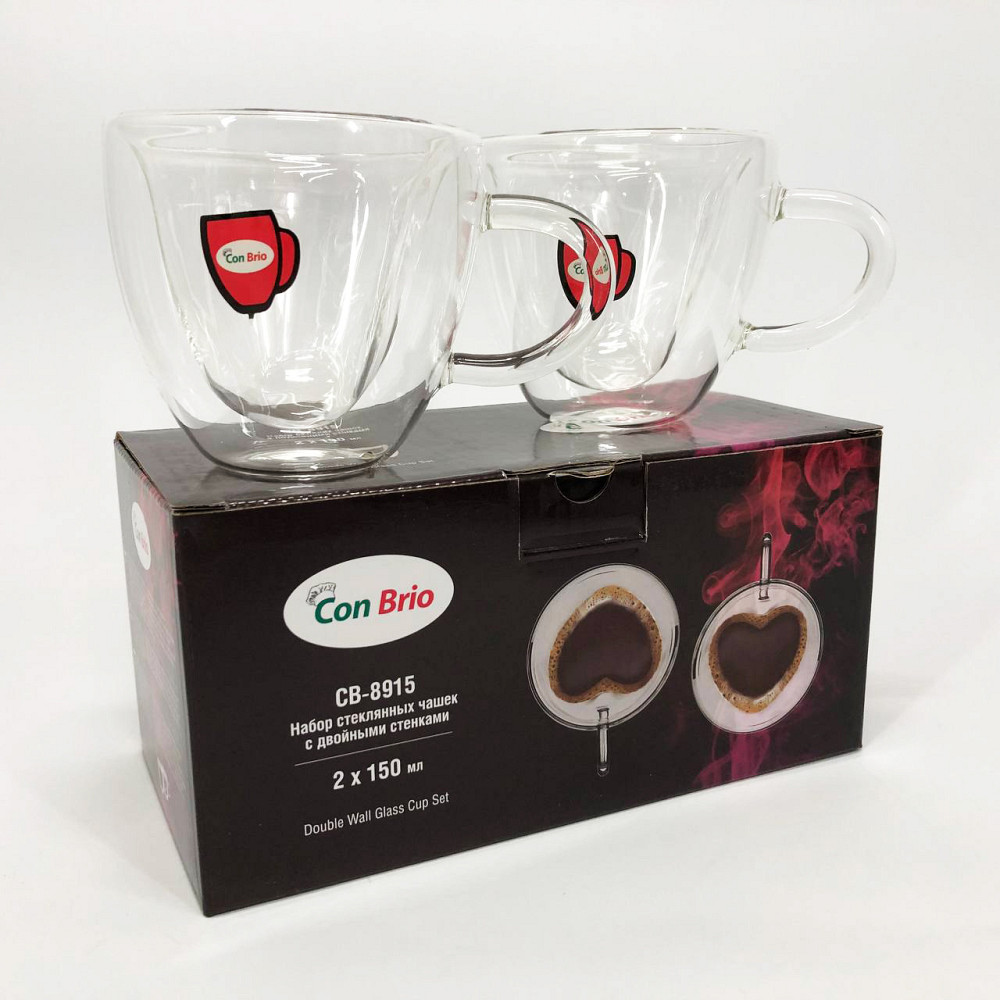 Две чашки с двойным дном Con, Чашка с двойными стенками двойным дном Кружка двойнми стенками стекло MD-54 Львов - изображение 7