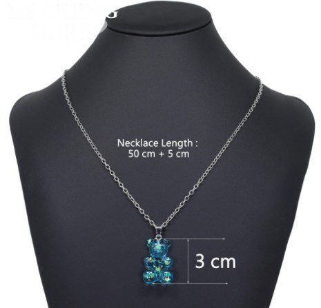 Украшения с мишками кулон, голубой с перламутром - длина цепочки 50см, смола, цинковый сплав Киев - изображение 1