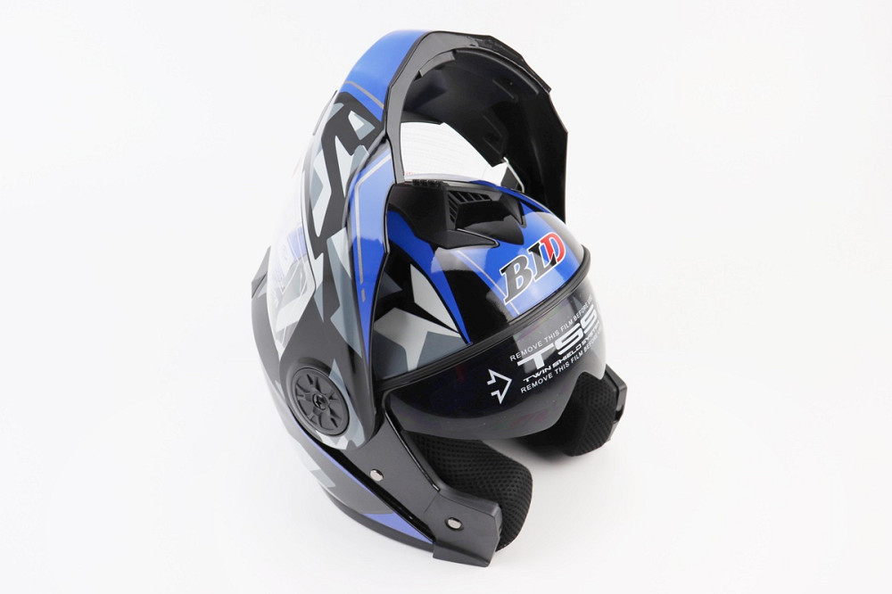 Шолом модуляр, закритий з відкидним підборіддям+відкидні окуляри BLD-159 S (55-56см), ЧОРНО-СИНІЙ Київ - фото 2