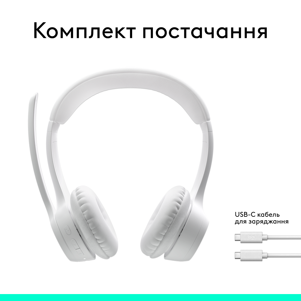 Гарнітура Logitech Zone 300 Wireless Headset BT White (981-001417) (6996323) Київ - фото 10