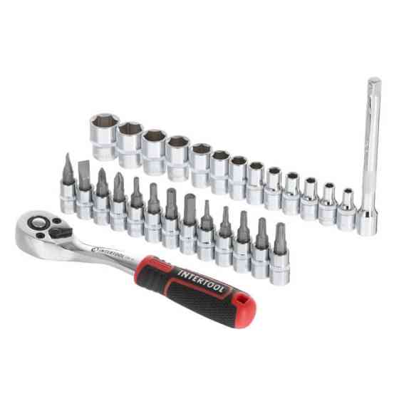 Набір головок і біт STORM, 1/4", Cr-V, 28 од., головки: 4-14 мм, біти: TORX, HEX, PH, SL, тріскачка 72 зуби, подовжувач 100 мм Львів