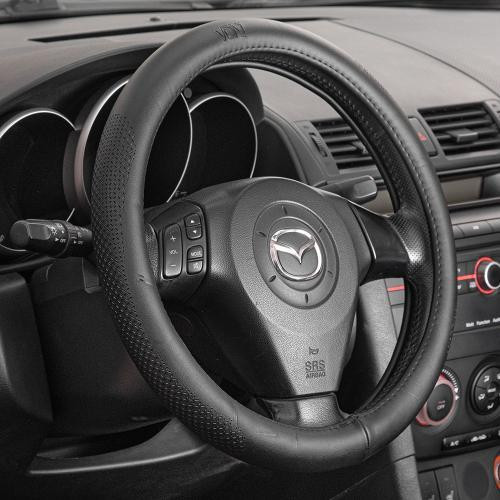 Чохол на кермо VLOD-L981 BK M чорний шкіряний з одним швом Харків - фото 2