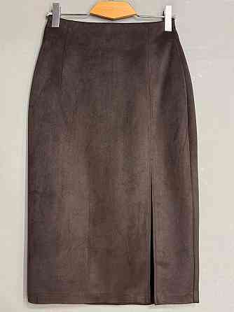 Спідниця жіноча Gritana 125 з розрізом міді пряма під замшу коричнева, коричневий, S Київ