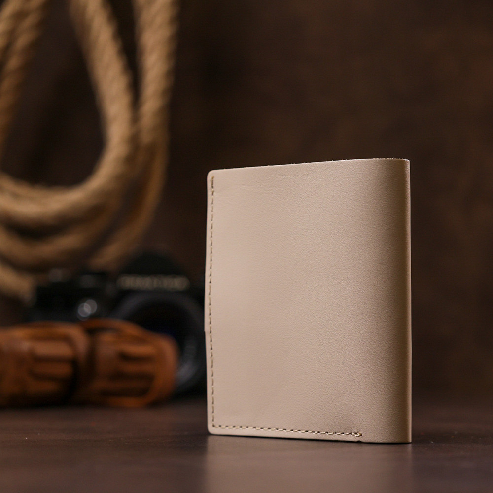 Классическое кожаное портмоне Shvigel 16510 Бежевый Киев - изображение 7