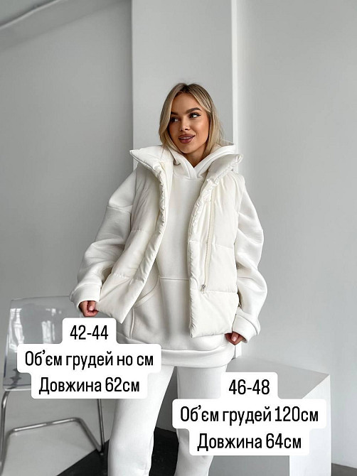 Жіноча тепла жилетка на змійці без капюшона плащівка на синтепоні Чорний, 42/44 Одеса - фото 2