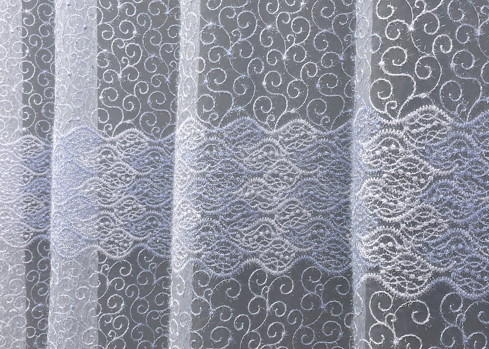 Тюль VR-Textil 1686т Органза с вышивкой Голубой с белым 300х270 см (42-0725) Киев - изображение 6