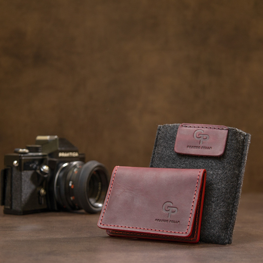 Кожаная визитница GRANDE PELLE 11486 Бордовый Киев - изображение 1