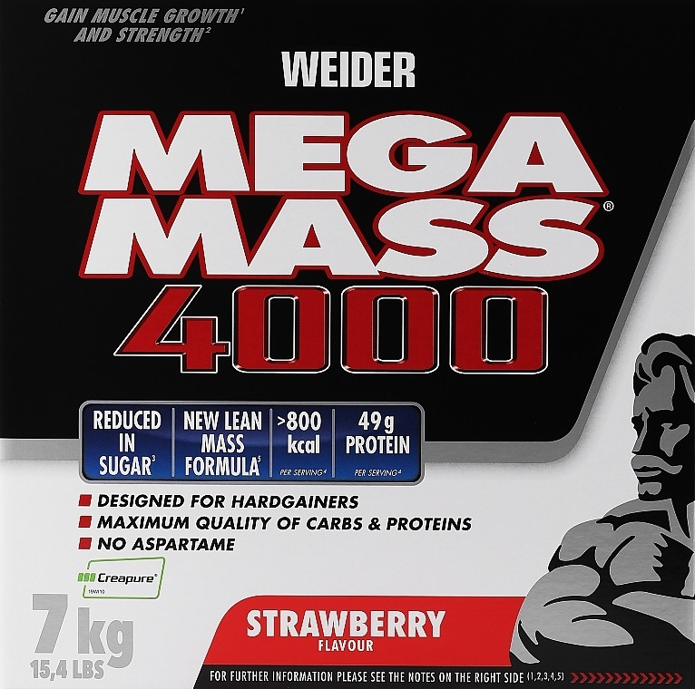 Гейнер Weider Mega Mass 4000 (клубника) 7,0 kg Луцк - изображение 1