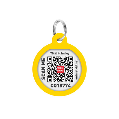 Адресник для тварин WAUDOG Smart ID з QR паспортом "Смайли на блакитному", коло 25 мм (225-0182) Вінниця - фото 3