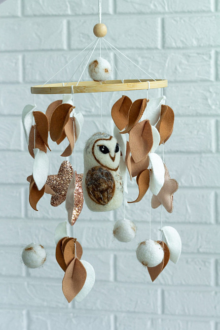 Дитячий музичний мобіль на ліжечко для немовлят WooolyWool «Сова» з 35 мелодіями Київ - фото 7