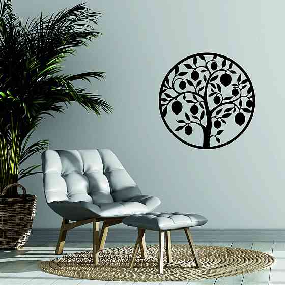 Декоративное настенное 3D Панно «Дерево в кругу» Декор на стену с объемом 70*70 см, Черный Киев