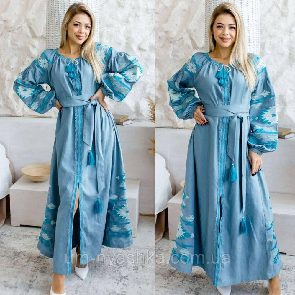 Жіноча вишита сукня на льоні Калейдоскоп Кривий Ріг - фото 1