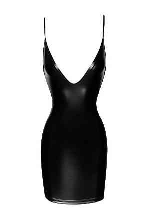 Платье с открытой спиной и глубоким декольте виниловое Noir Handmade F252 черное, L Sex Aura Киев