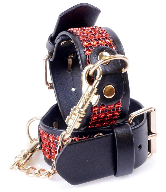 Наручники зі штучної шкіри з кристалами Fetish Boss Series - Handcuffs with cristals Red, BS3300109 Sex Aura Київ - фото 5