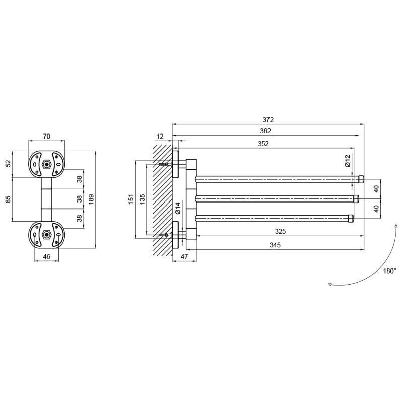Полотенцедержатель тройной поворотный Lidz (CRM) 114.07.03 Киев - изображение 2