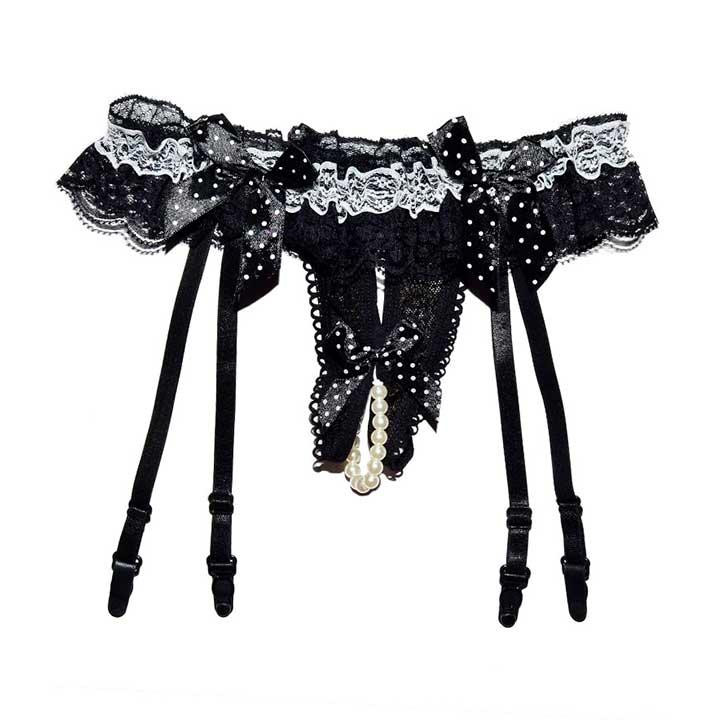 Стринги с бусинками и поясом для чулок XS/S/M – Эротическое бельё Винница - изображение 6