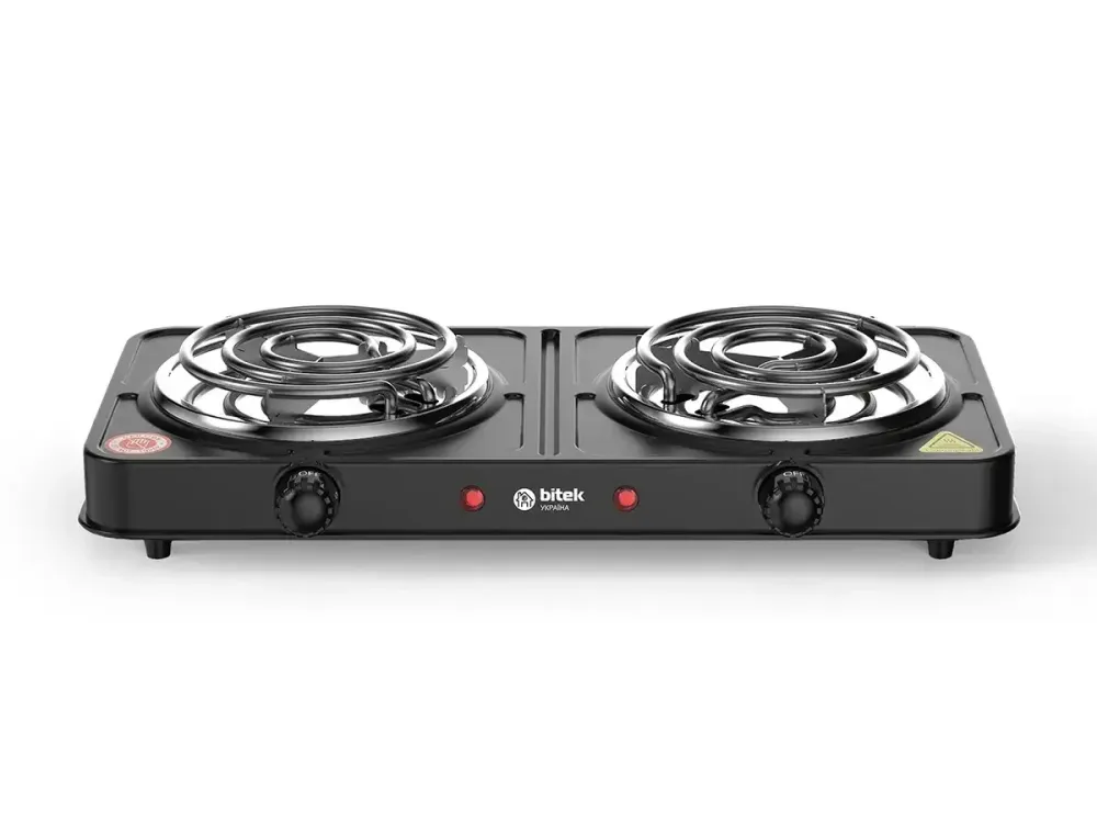 Електроплита настільна BITEK BT-9087B на 2 спіралі 2000Вт, чорна, механічне керування Одеса - фото 2