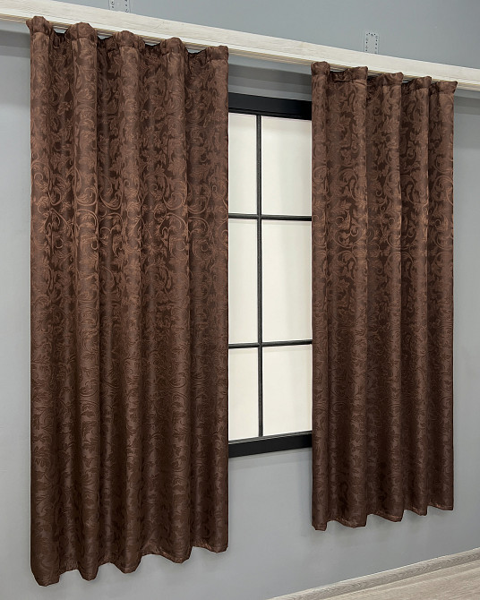 Комплект готових штор VR-Textil Жакард № 1088ш Коричневий 130х170 см 2 шт (35-0417) Київ - фото 3