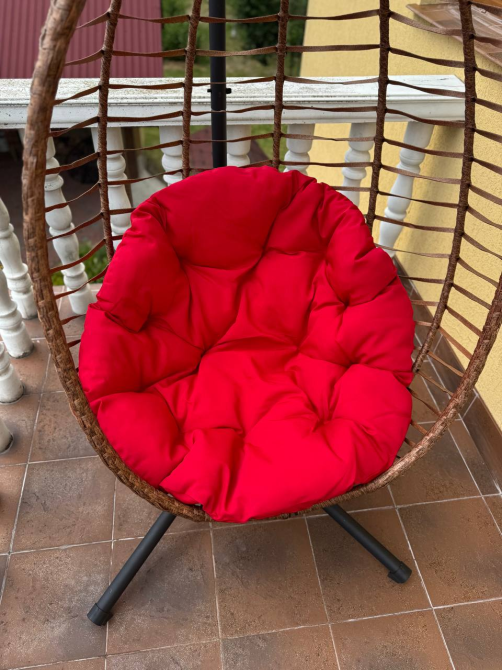Підвісне садове крісло гойдалка (кокон / гніздо) SAN VITO з м'якою червоною подушкою, Коричневий Київ - фото 9