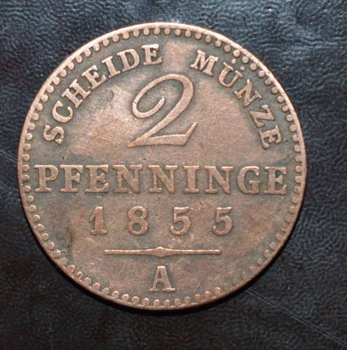 Німеччина 2 пфеннинга 1855год Пруссія. А (1) Полтава - фото 1