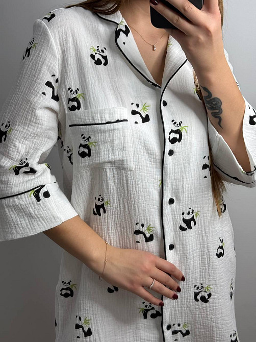 Жіноча муслінова нічна сорочка Панда XL-2XL Харків - фото 4