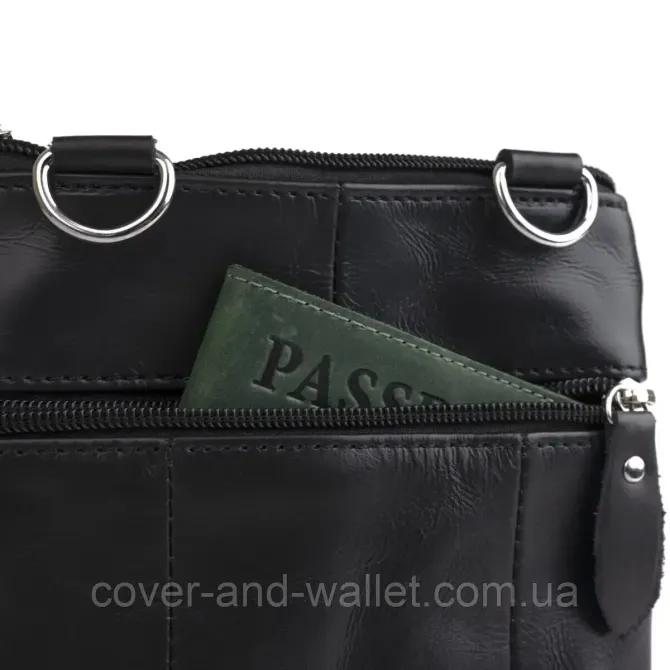 Маленькая вертикальная мужская сумка из натуральной кожи PS Leather Киев - изображение 7