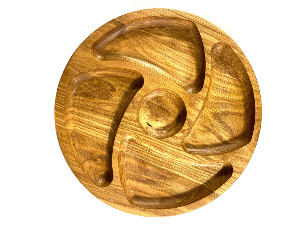 Деревʼяна тарілка з натурального дерева діаметр 25 см, висота 2 см, тарілка для закусок Кам'янець-Подільський - фото 2