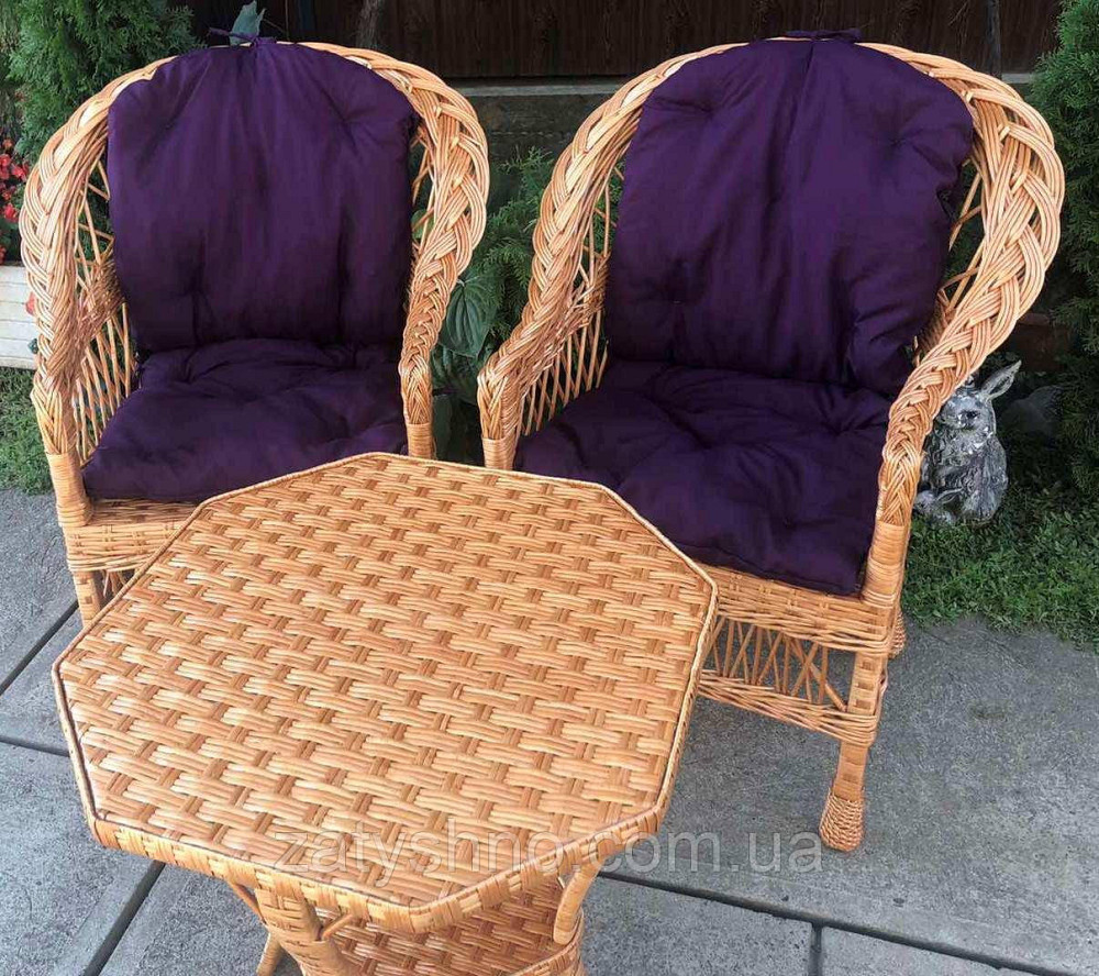 Плетені меблі на подарунок |  Меблі з лози плетені | меблі плетені з 8-ми вугільним столом Київ - фото 2
