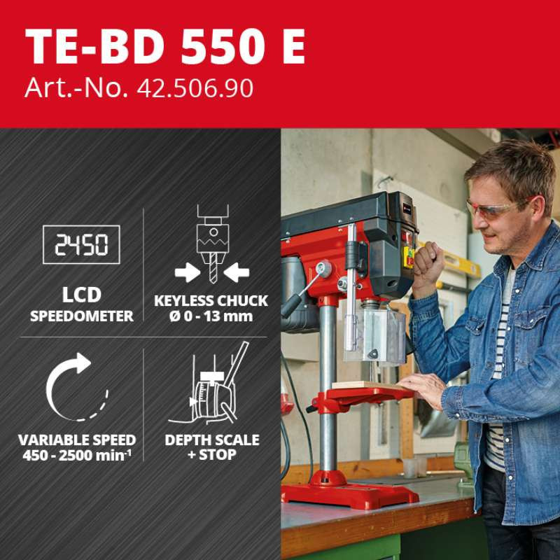 Сверлильный станок 550Вт, 2450об/мин., LED дисплей Einhell TE-BD 550 E Киев - изображение 7