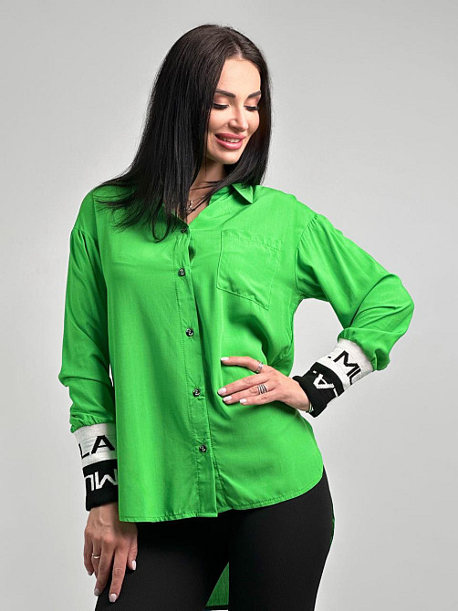 Подовжена жіноча блуза "Michelle" оптом | Норма і батал | Розпродаж моделі Зелений, 50-52 Київ - фото 1