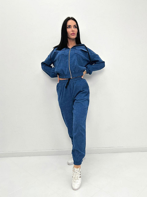 Вельветовий костюм-двійка "Demien" оптом | Батал | Розпродаж моделі Джинс, 50-52 Київ - фото 3