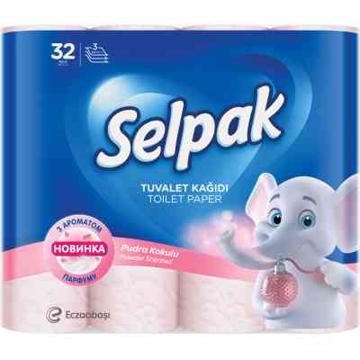 Туалетний папір Selpak Perfumed Пудра 3 шари 32 рулони (8690530324824) Вінниця