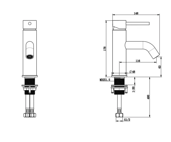 Смеситель для умывальника WEZER EKO1C-01-BLACK черный Киев