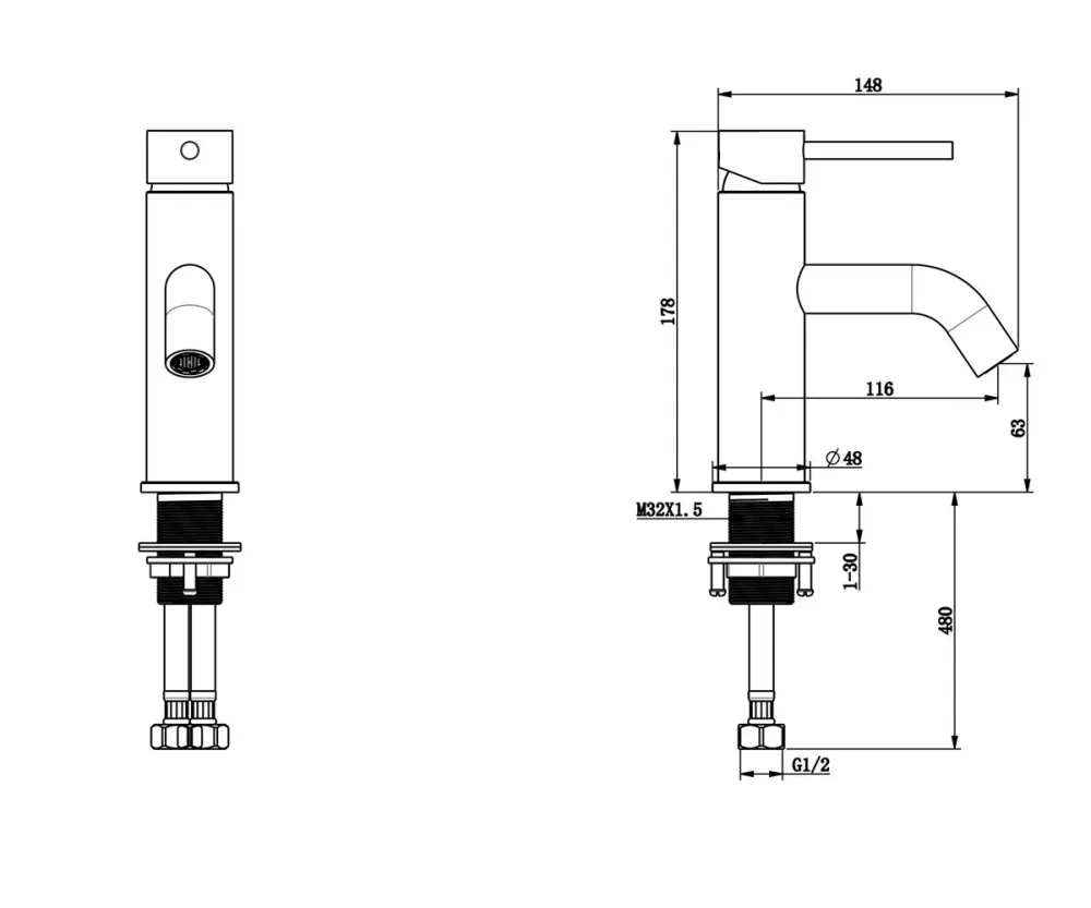 Смеситель для умывальника WEZER EKO1C-01-BLACK черный Киев - изображение 3