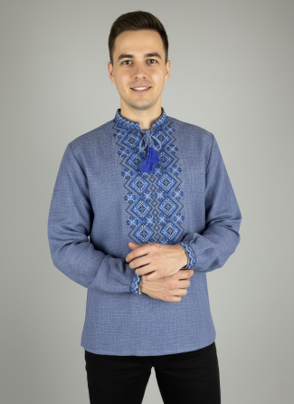 Чоловіча вишиванка з комірцем стійкою Київ