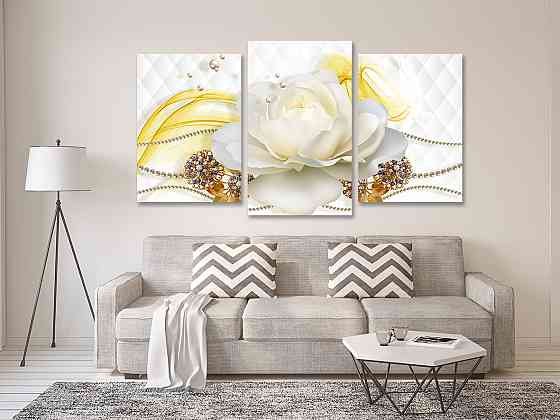 Модульная картина в гостиную / спальню Троянда в камінцяхArt-607_3 100x150 см Киев