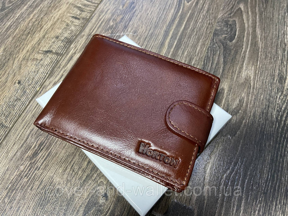 Вместительный мужской кошелек из натуральной кожи коричнего цвета Horton Collection Киев - изображение 2
