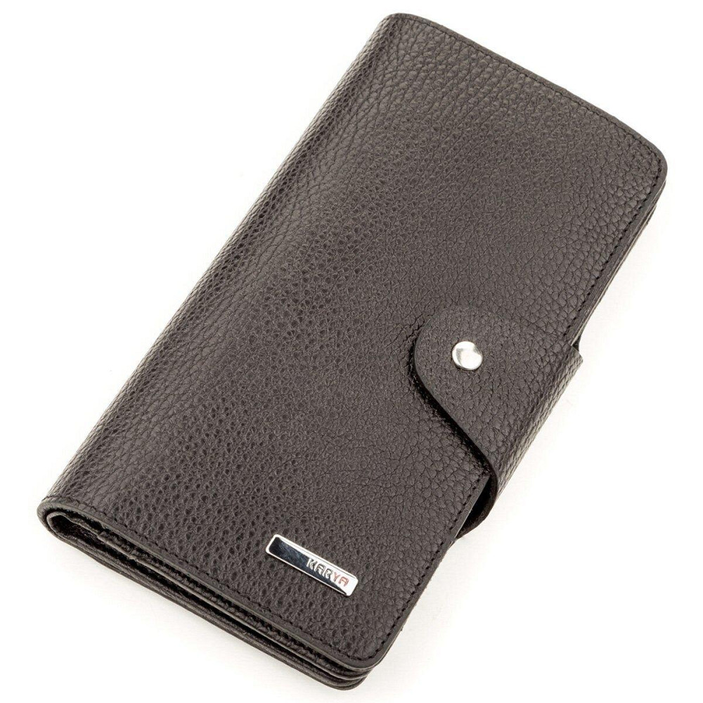 Містке портмоне унісекс з натуральної шкіри Чорний (KARYA) Київ - фото 5