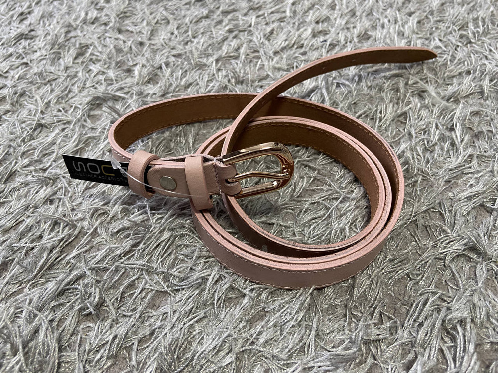 Пудровий жіночий ремінь із натуральної шкіри із класичною пряжкою 20 мм PS Leather Київ - фото 2