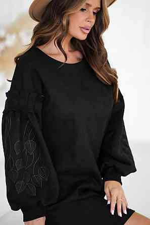 Женское замшевое платье с вышивкой 42-44, Чорний Одеса