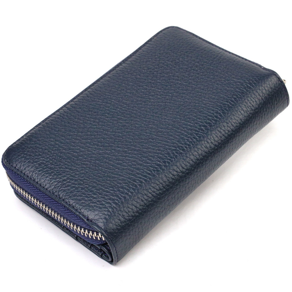 Практичное женское портмоне среднего размера из натуральной кожи CANPELLINI 21715 Синее Киев - изображение 2