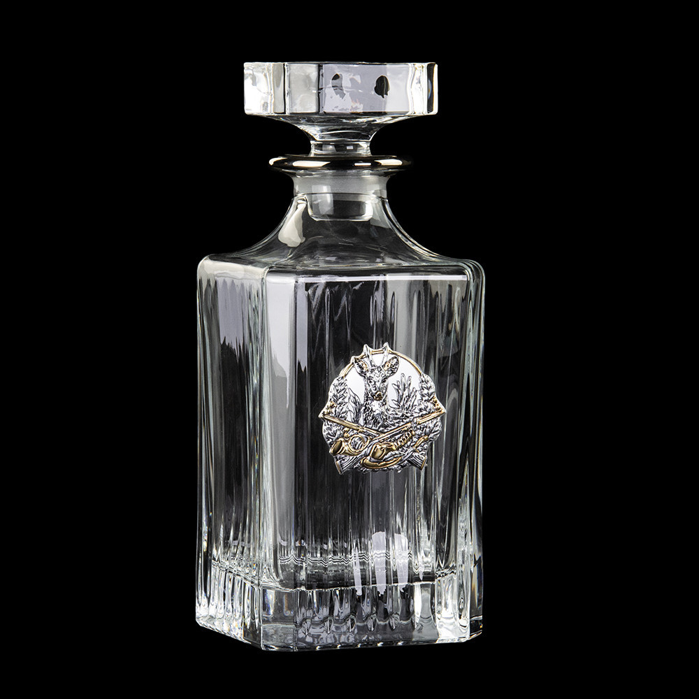 Набір для віскі «Мисливець» графин, 4 склянки кришталь, срібло, золото Рівне - фото 10
