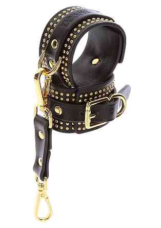 Поножи Taboom Vogue Studded Ankle Cuffs Set из веганской кожи, черные с золотистой фурнитурой Sex Aura Киев
